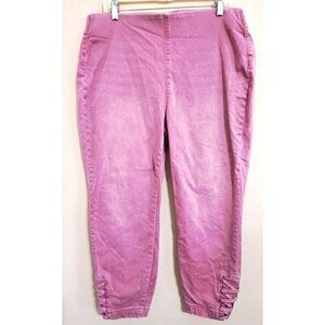 Soft Surroundings Women's L Pink Pull-On Cropped Pants 24" Inseam Back Pockets